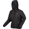 Schwarze, gefütterte Daunenjacke mit Kapuze und Reißverschluss