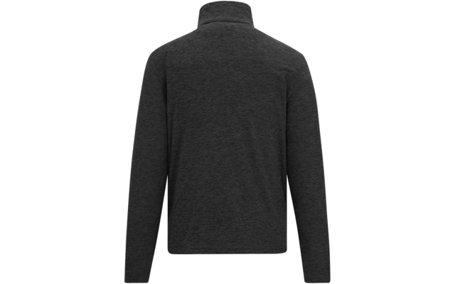 Rückansicht eines dunkelgrauen Sweatshirts mit Stehkragen
