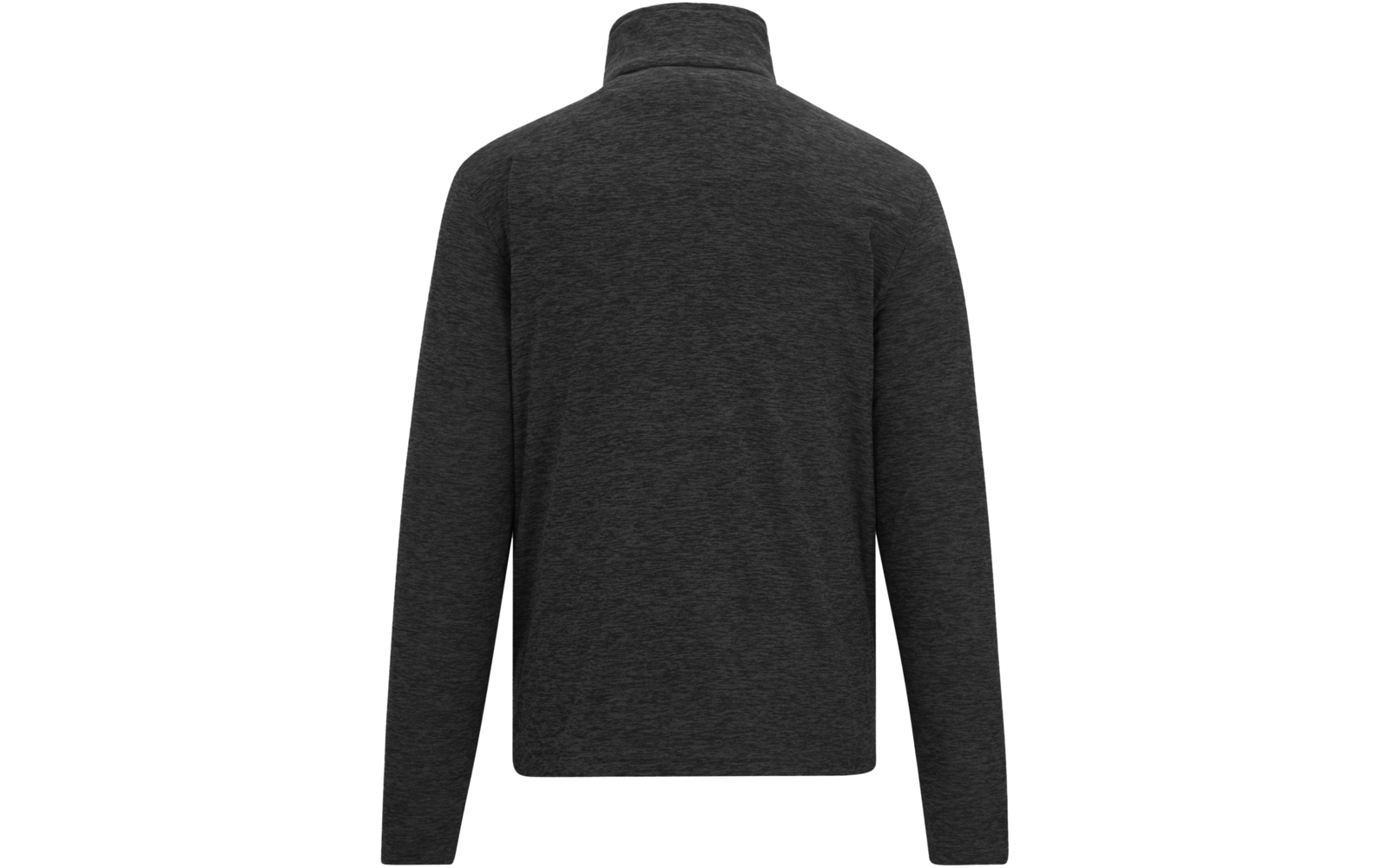 Rückansicht eines dunkelgrauen Sweatshirts mit Stehkragen