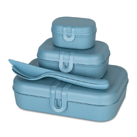Koziol Pascal Ready Lunchbox Set mit Besteck 4 teilig nature flower blue