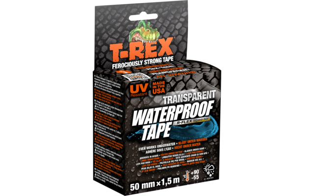 T-Rex waterproof repair tape 1.5 m x 50 mm transparent