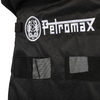 Schwarzer Stoff mit weißem „Petromax“-Schriftzug und rundem Emblem links, darunter zwei rechteckige Netzfelder