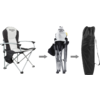 Chaise haute pour enfant avec plateau, siège réglable et ceinture de sécurité, à côté une chaise haute sur roulettes et une housse