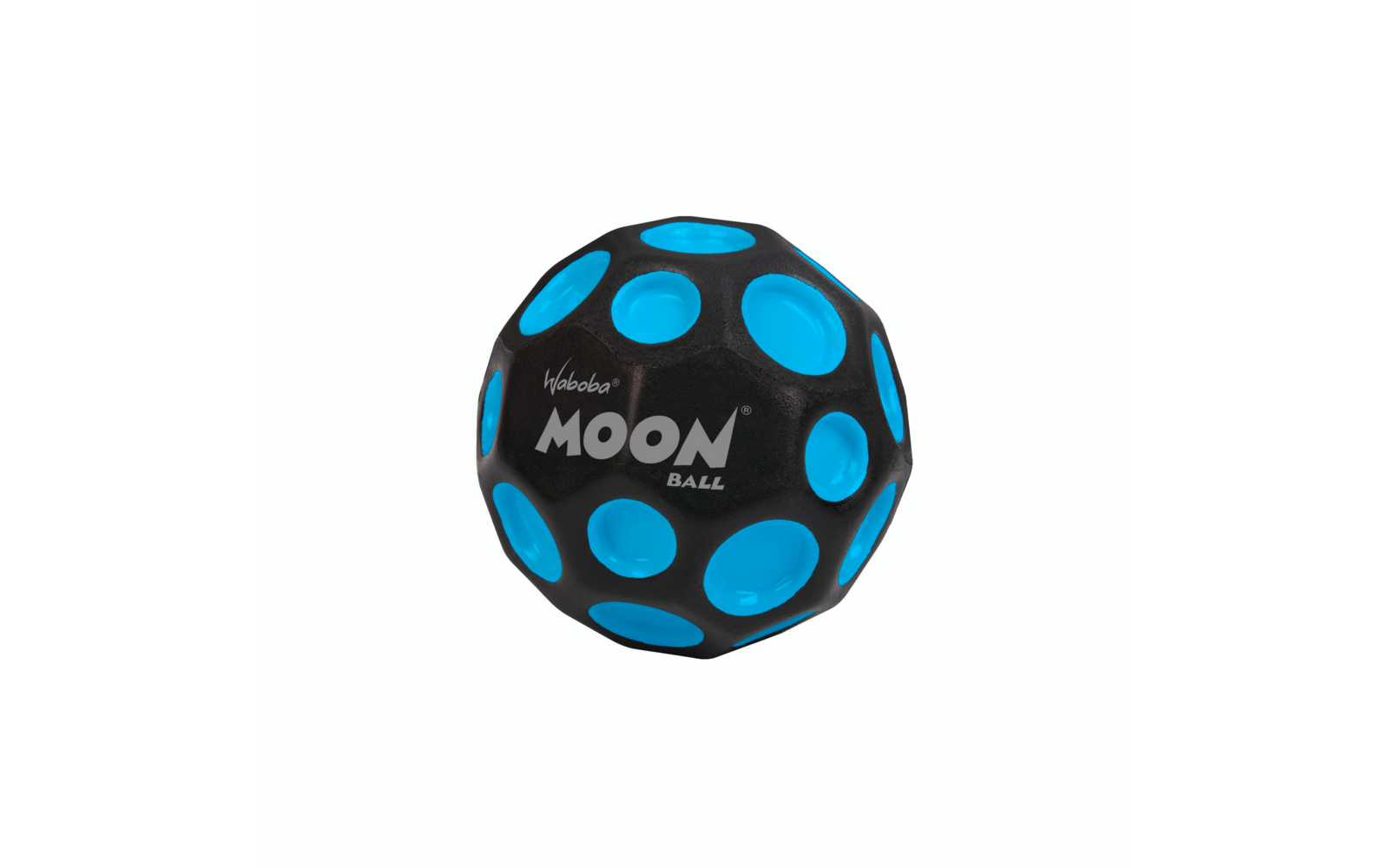 Blauer und schwarzer Fußball mit Aufschrift MOON