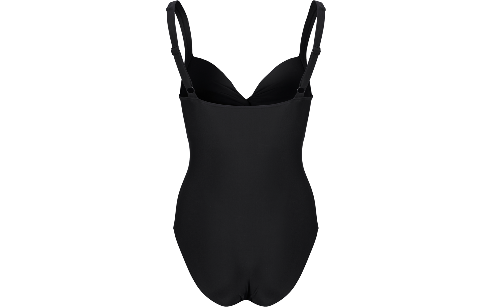 Maillot de bain une-pièce noir avec bonnets moulés et bretelles réglables, vue de face sur fond blanc