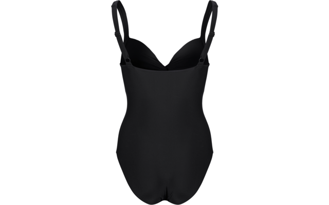 Maillot de bain une-pièce noir avec bonnets moulés et bretelles réglables, vue de face sur fond blanc