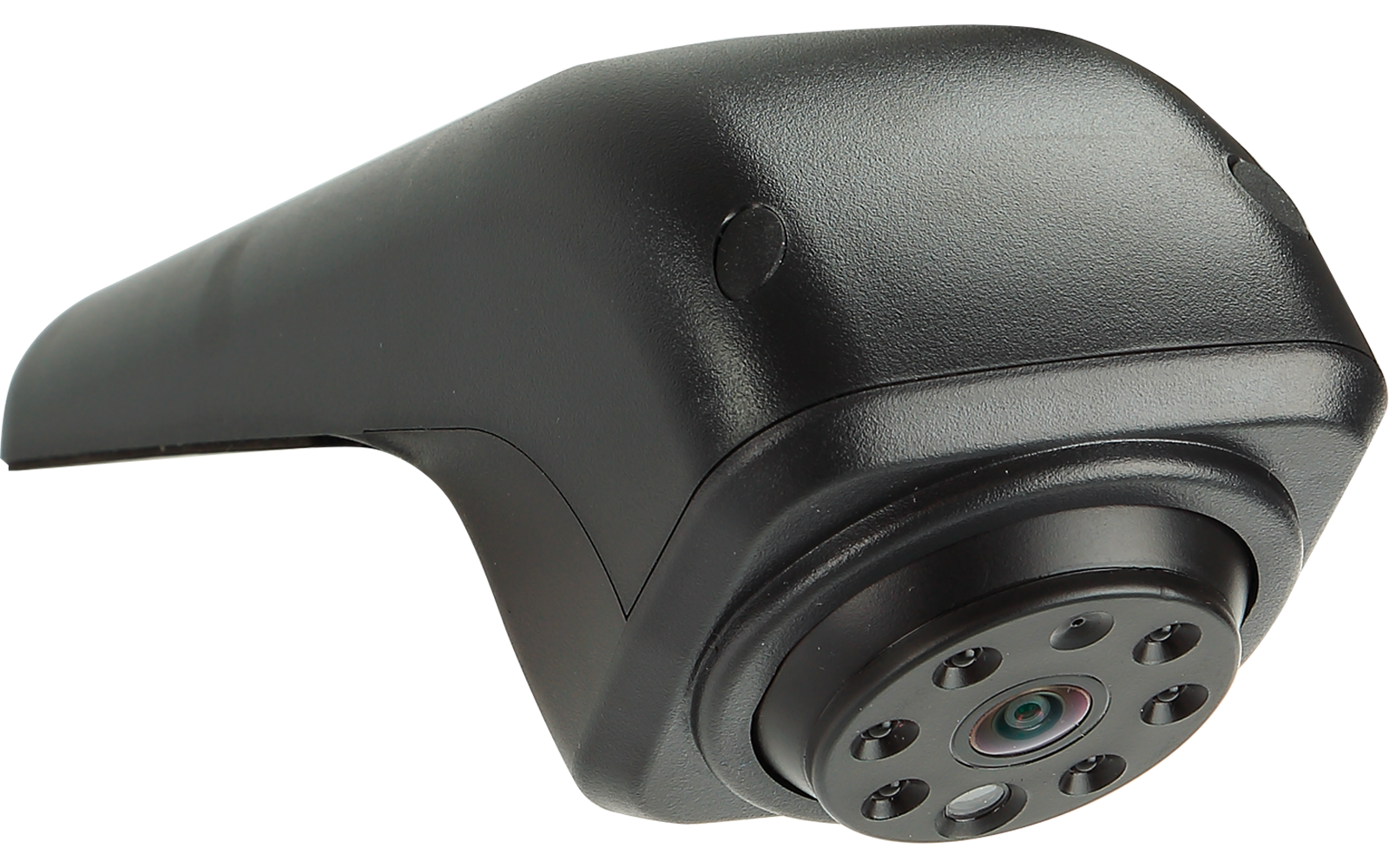 Schwarzes Kunststoffgehäuse mit rundem Kameraobjektiv und mehreren kleinen Öffnungen