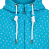 Blauer Kapuzenpullover mit weißen Ankern und weißen Kordeln am Kragen