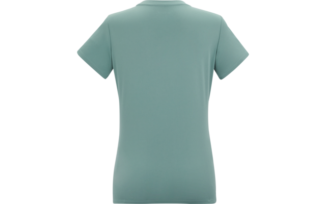 Vue de dos d'un tee‑shirt uni à manches courtes de couleur bleu‑vert sur fond blanc