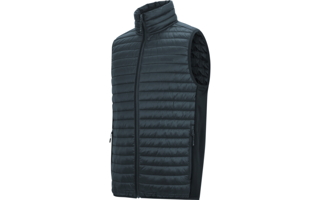 Ärmellose gesteppte Weste in dunkelgrau mit Stehkragen, durchgehendem Reißverschluss und seitlichen Reißverschlusstaschen