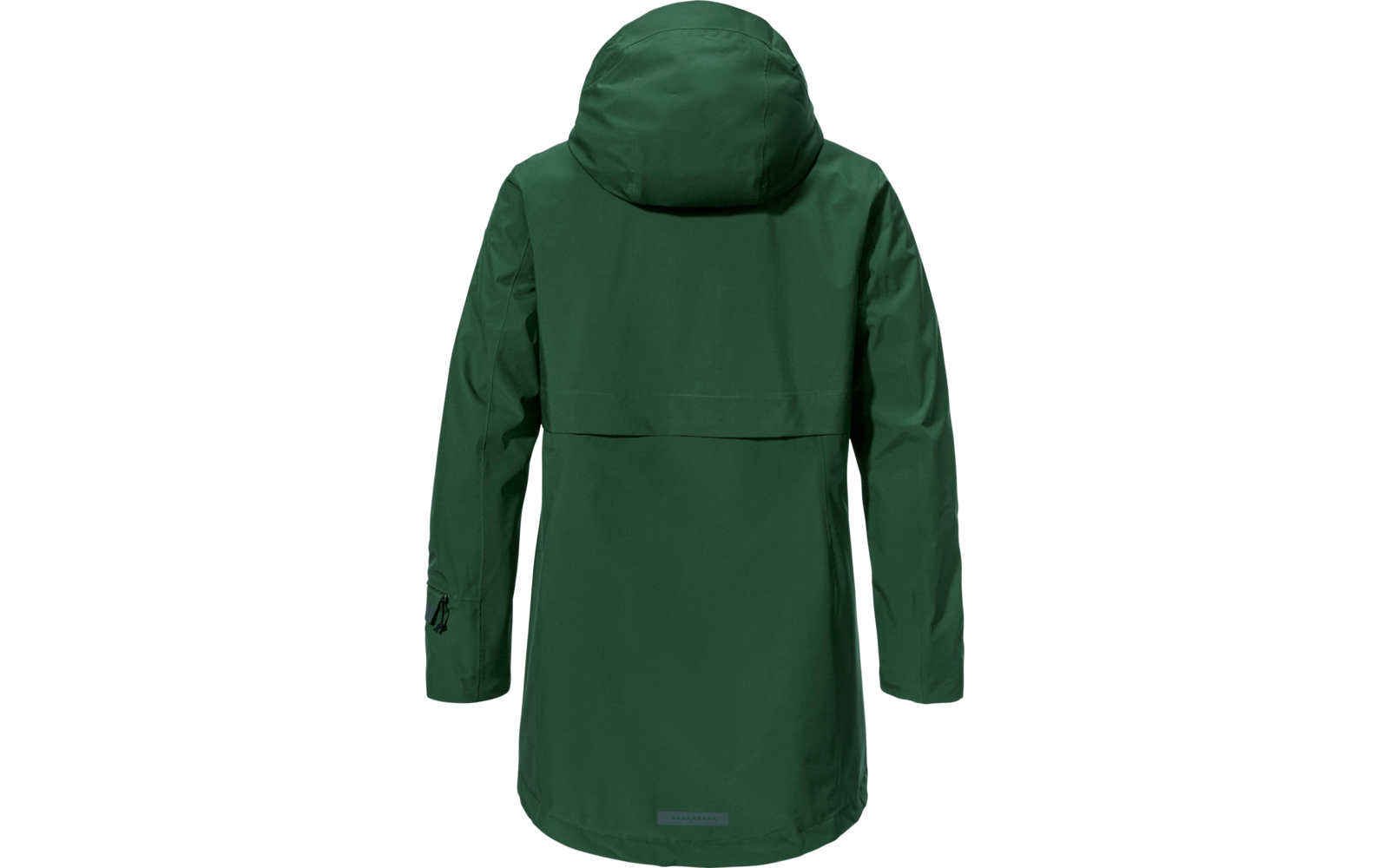 Veste de pluie verte vue de dos avec capuche