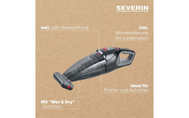 Product afbeelding Severin HV 7147 Akku-Handstaubsauger mit Kombi-Zubeh&ouml;r inkl. Wandhalterung und Tasche 1