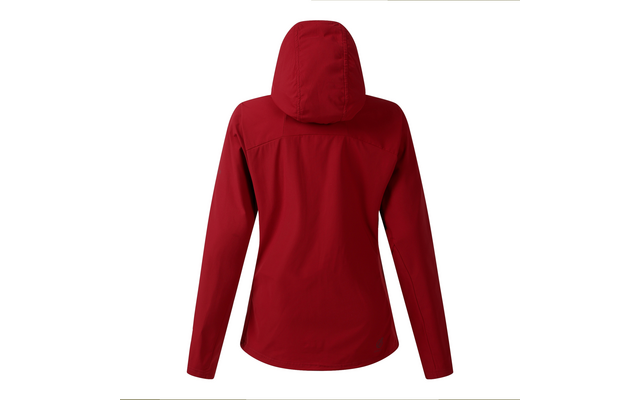 Rode jas met capuchon, achterkant, witte achtergrond