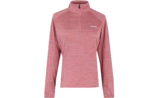 Rosa Langarmshirt mit Stehkragen und halbem Reißverschluss