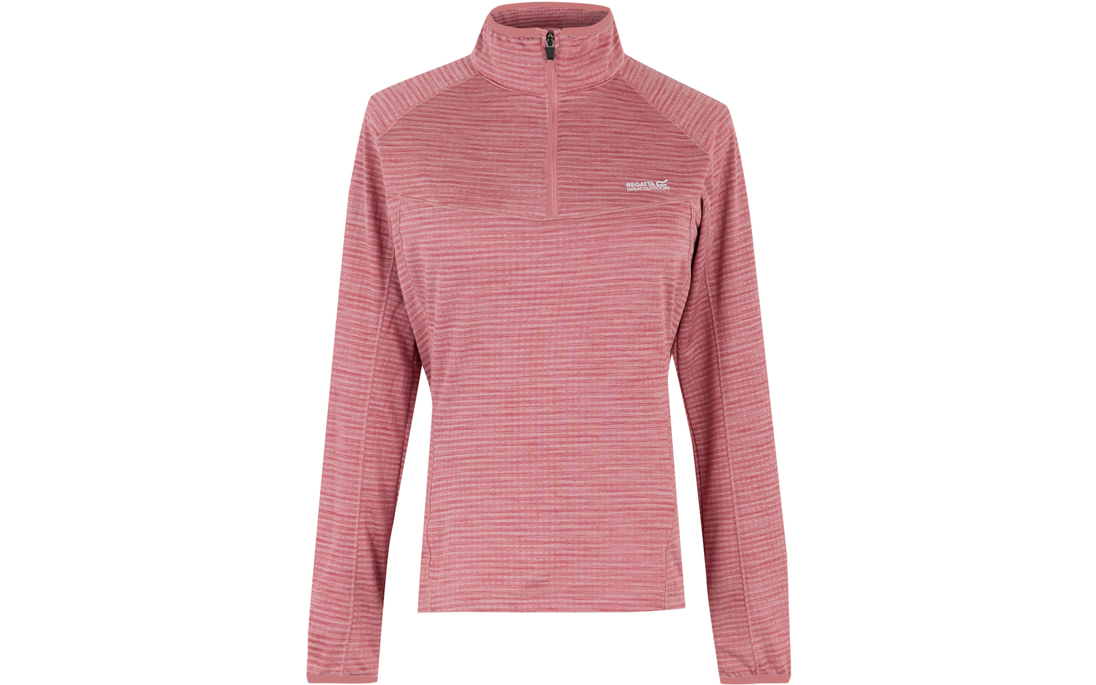 Rosa Langarmshirt mit Stehkragen und halbem Reißverschluss