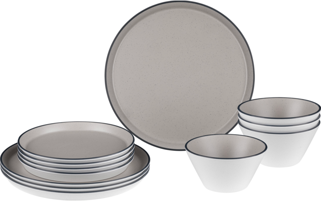Image du produit Brunner Midday Iconic Compack Geschirrset extra flach stapelbar Porzellan-Touch Antirutsch 12-teilig 1