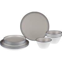 Brunner Middag Iconic Compack servies extra plat stapelbaar porselein touch antislip 12 stuks