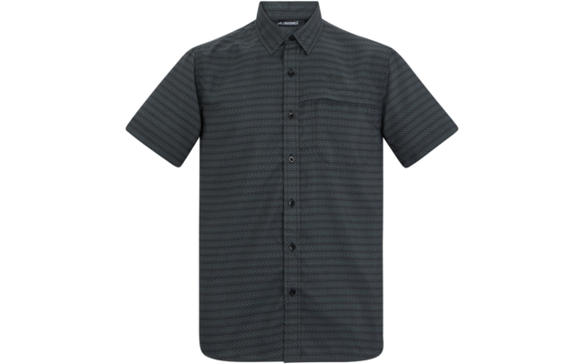 Kurzärmeliges, knöpfbares Hemd mit Kragen, Brusttasche und dunklem, feinem Muster