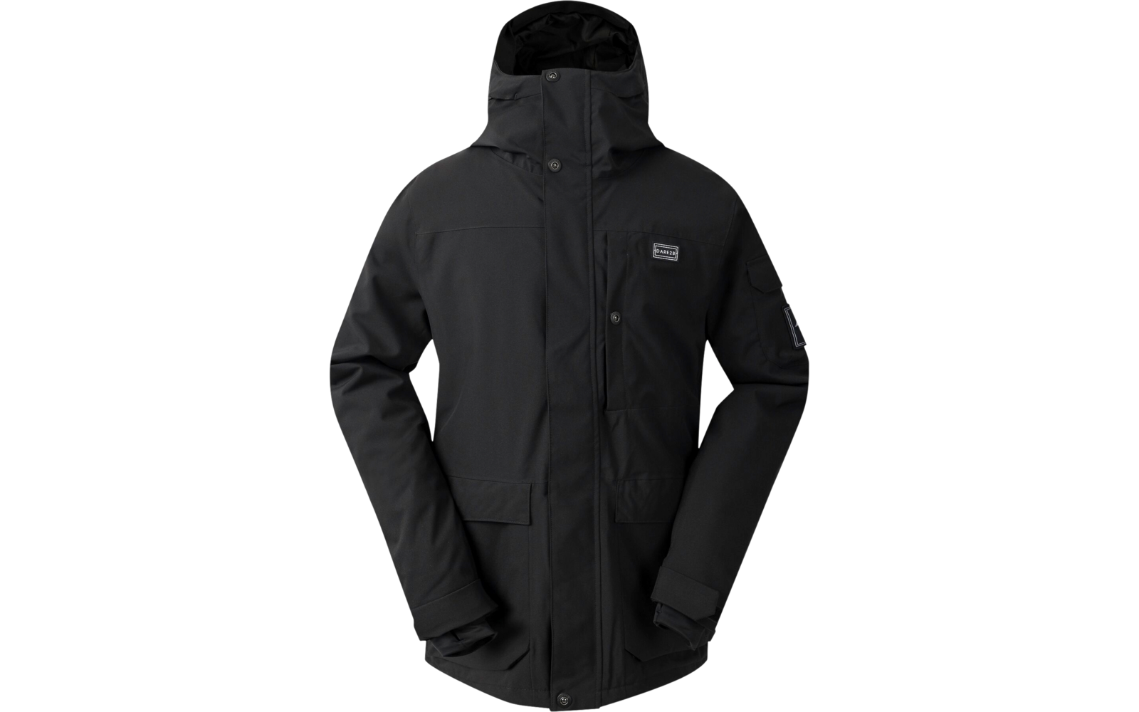 Schwarze Jacke mit Kapuze und Reißverschluss