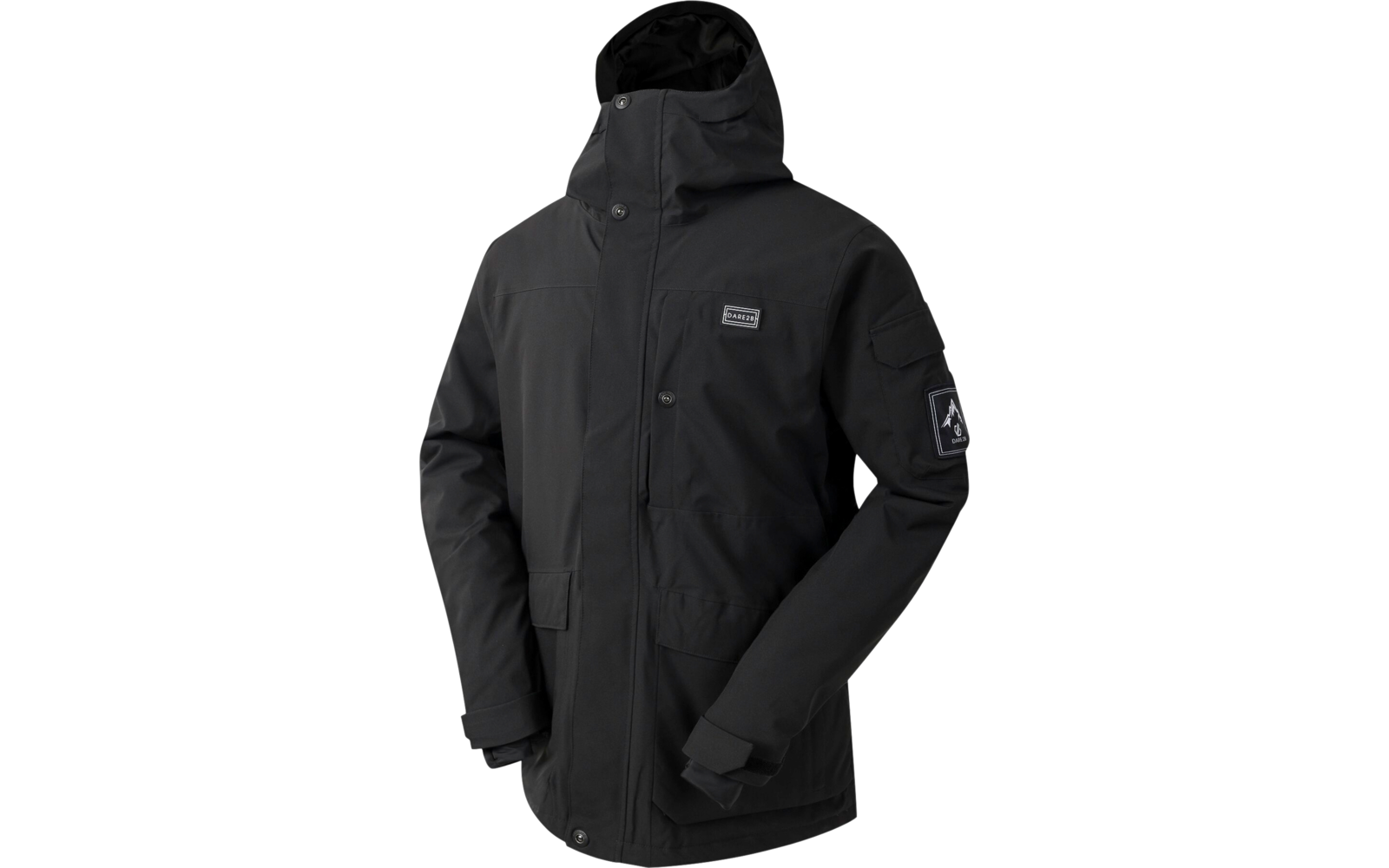 Schwarze Jacke mit Kapuze und Reißverschluss