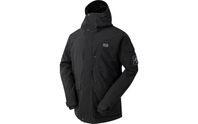 Schwarze Jacke mit Kapuze und Reißverschluss