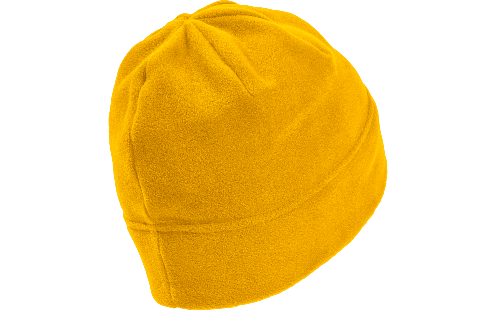 Gelbe Fleece-Mütze auf weißem Hintergrund