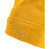 Gelbe Fleece-Mütze mit umgeschlagenem Rand und geprägtem Schriftzug