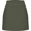 Olivgrüner kurzer Rock mit hoher Taille und je einer seitlichen Reißverschlusstasche