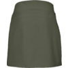 Olivegrüner kurzer Rock mit breitem Bund und sichtbaren Nähten, Vorderansicht auf weißem Hintergrund