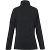 Schwarze Jacke von hinten mit Stehkragen und langen Ärmeln