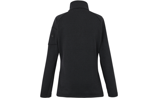 Schwarze Jacke von hinten mit Stehkragen und langen Ärmeln