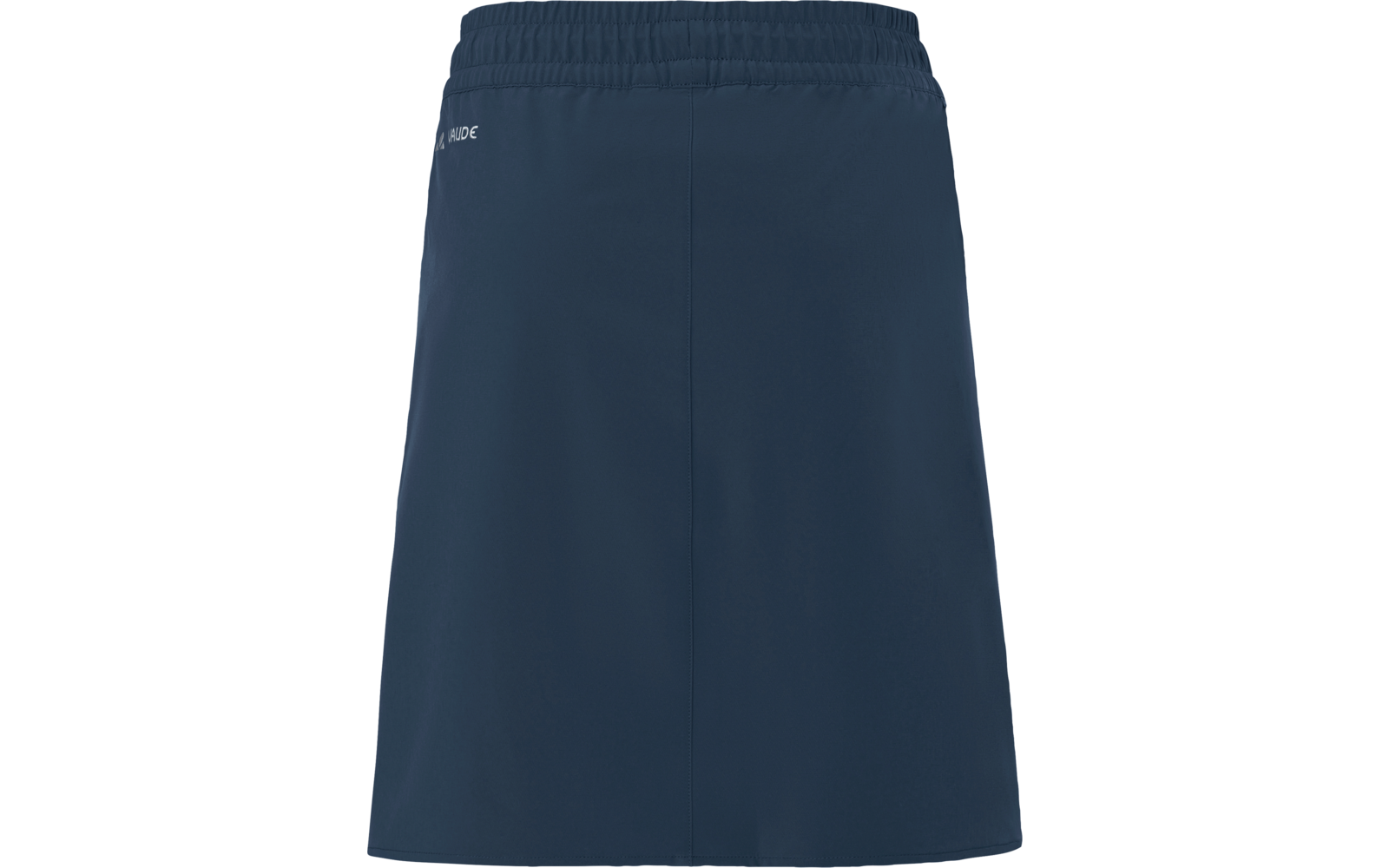 Jupe courte bleu foncé avec taille élastique et petit logo blanc en haut à gauche