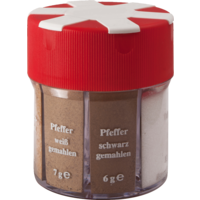 Saupoudreuse d'épices 6 en 1 avec sel / poivre blanc / poivre noir / paprika / curry / ail BasicNature