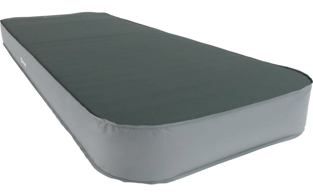 Een grijs rechthoekig matrassenkussen met afgeronde hoeken