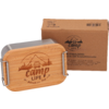 Holzbox mit Gravur 'camp LIFE' und eine Papierschachtel im Hintergrund
