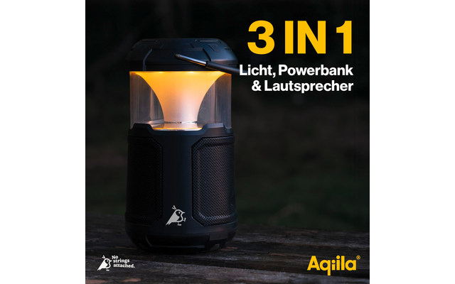 Licht met geïntegreerde powerbank en luidspreker, donker, productfoto