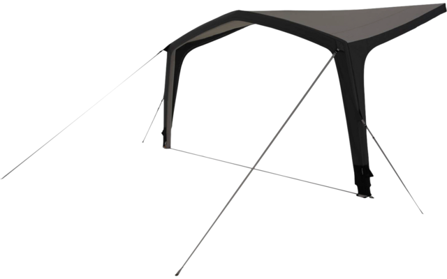 Dark gray rectangular fabric on two vertical supports with tensioned ropes, isolated on white background