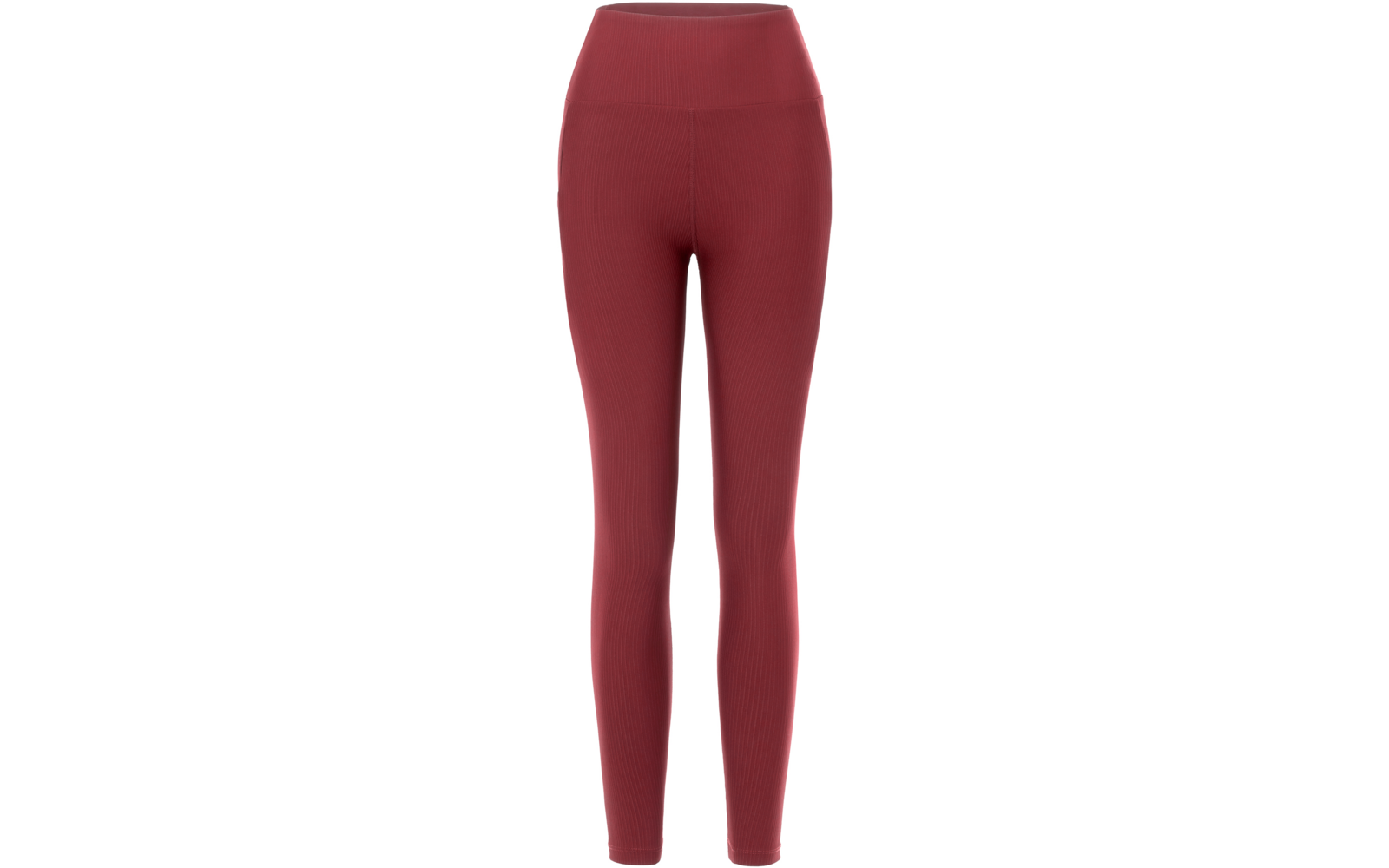 Leggings burdeos, vista frontal sobre fondo blanco