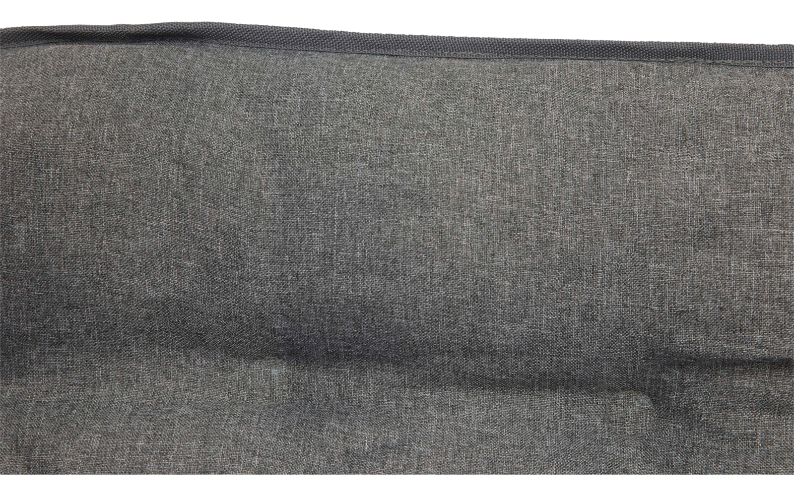 Grau melierter Stoff mit einer horizontalen Naht und leichten Falten
