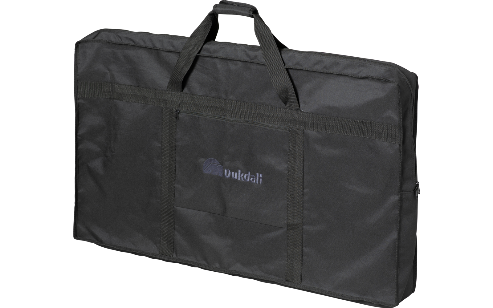 Schwarze Tragetasche mit Griffen, rechteckig, auf weißem Hintergrund