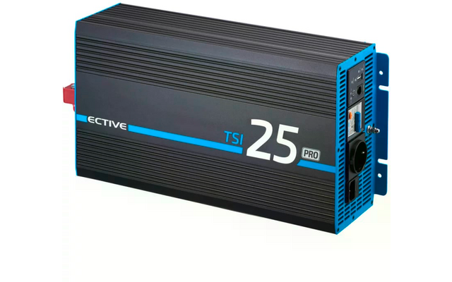 Schwarzer Stromwandler mit blauen Akzenten und der Aufschrift 25