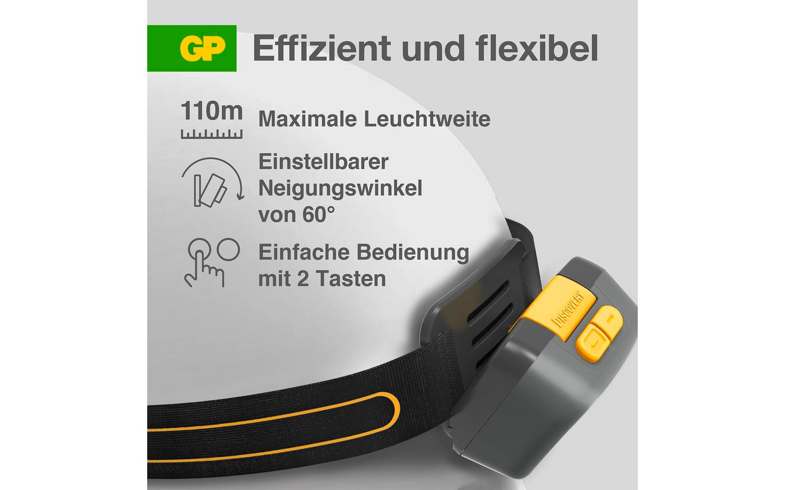 Produktbild GP Batteries CHW54 Stirnlampe 375 Lumen mit Bewegungssensor 1