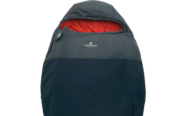 Blauwe slaapzak met rode voering