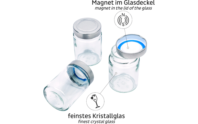 silwy® delicatessen magnetic glasses set of 3 Black Classy incl. metal bar (192 ml)