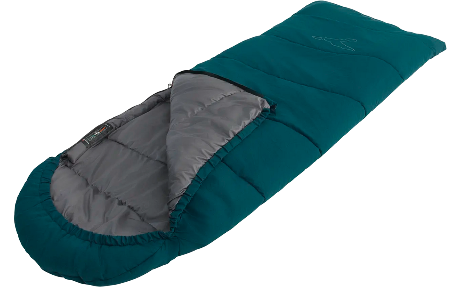 Blauer Schlafsack auf weißem Hintergrund