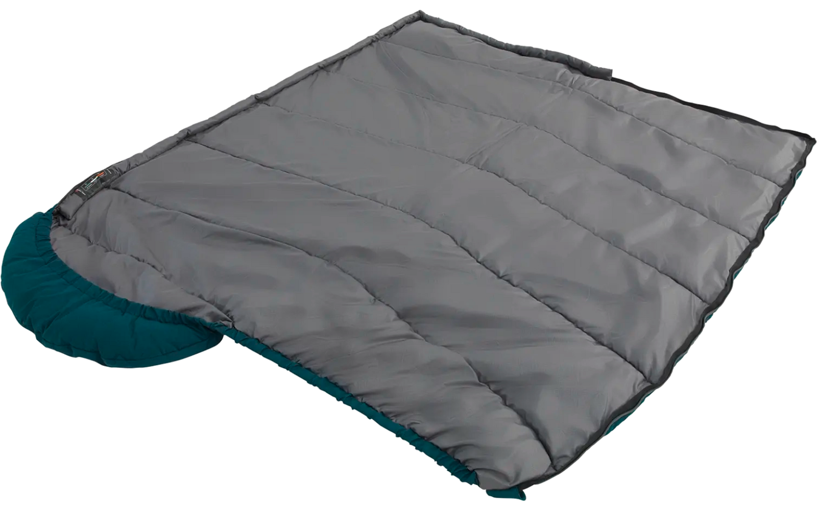 Gefaltete graue Decke mit einer grünen Kante auf weißem Hintergrund