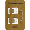 Braunes Kartonblatt mit Logo 'TELTONIKA | Networks', zwei weiße Nano-SIM-Adapter, SIM-Auswerfer und Schriftzug 'SIM KIT PR5MEC19'