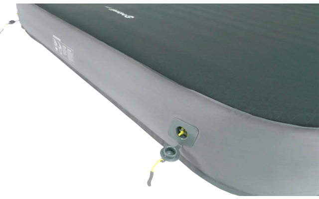 Opblaasbare grijze en groene luchtmatras met ventiel aan de zijkant