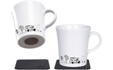 silwy® porseleinen magnetische handvatbekers REISELUST set van 2 incl. metalen nano-gelkussentjes ZWART (0,27 l)
