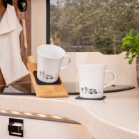 Silwy porcelain magnetic handle cups CAMPING set of 2 incl. metal nano gel pads BLACK